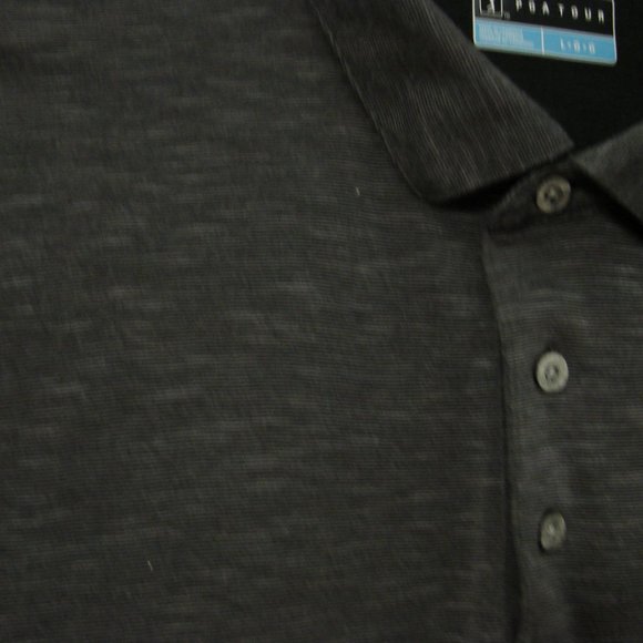 PGA Tour Large Mens Polo Golf Collared Shirt Logo Gray Grey Ash Black Ash - Picture 5 of 16